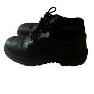 Warrior Black Leather Safety Steel Toe Shoes Sz 8